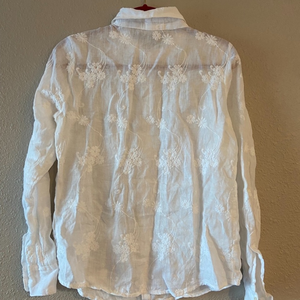 CP Shades White Floral Embroidered Button-Up Shirt - Picture 3 of 4